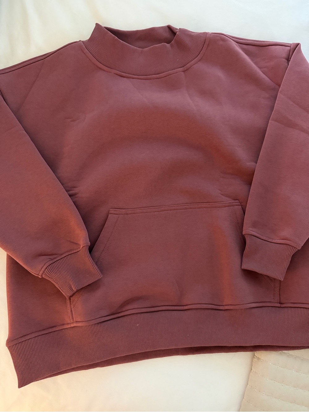 BNWT Rose-Mauve Mock Neck Pocket Sweatshirt